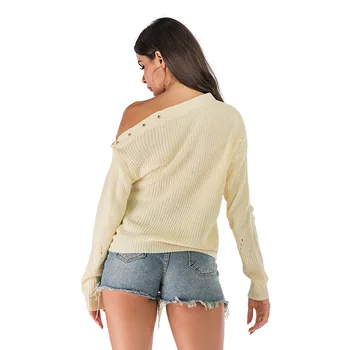 Jelics Efteråret Sexy Sweater Trække Femme Solid Off Skulder Strikket Jumper Kvinder Sweater Vinter 2019 Pullover Tøj