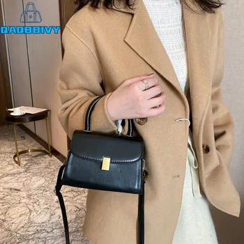 Nye 2021 Fashion Kvinder Håndtasker Mærke Luksus Solid Læder Håndtaske Vintage Damer Crossbody Tasker Shoulder Tote Messenger Taske
