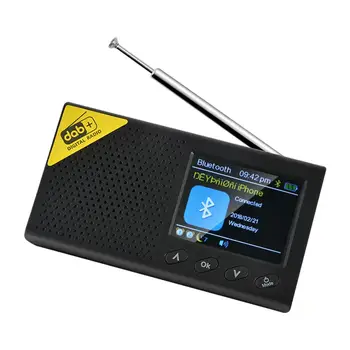 Bærbare Bluetooth-5.0 Digital Radio, DAB/DAB + Og FM-Modtager 2,4 Tommer LCD-Skærm, Genopladelige Let Home Office Radio