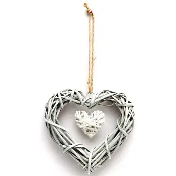 Romantisk Rattan Flet Hængende Kunstige Hjerte Krans Bryllup Kærlighed Forsyninger Hjem Dekoration Part ornament sæt hjerte vedhæng