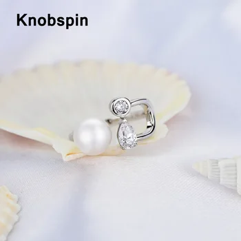 Knobspin 925 Sterling Sølv, Nye Mode Pearl Geometriske High Carbon Diamant Kærlighed Til Kvinder Ringe Gave Fine Smykker Bryllup