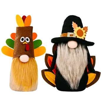 Thanksgiving Festival Tyrkiet Hat Gnome Dukke Ornamenter Søde Tegneserie Dværg Elf Hjem Gård Køkken Indretning Hylde Differentieret