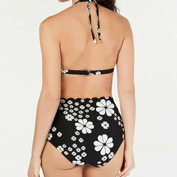Sexet Solid Bikini Badetøj Kvinder 2021 Monokin Bandage Backless To Stykker Blomster Print Brasilianske Swimsuit Badetøj Biquini Sæt
