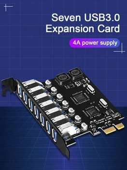 USB 3.0-PCI-E udvidelseskort, 7 Porte USB 3.0 Hub Adapter Eksterne Controller PCI Express-Extender Adapter-Kort Til Skrivebordet BTC