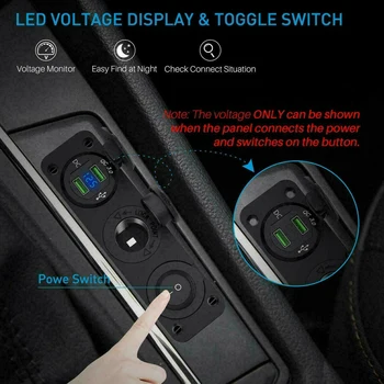 1STK Bilen, Båden Switch Panel 5V Dobbelt USB Bil Oplader Lettere 12V LED-Voltmeter ON-Off vippekontakt Panel