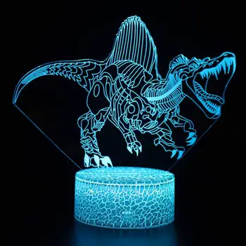 Dinosaur-Serien Led 3d Nat Lampe Fjernbetjening Farverige Tryk på Usb Nat Lys Kreativ Gave natbordet Lampe
