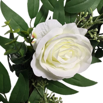 18 Tommer blomsterkrans Hvid Rose Kunstige Blomster Silke Dør Krans til Indendørs Hjemme Foran Døren, Væggen Bryllup Dekorationer