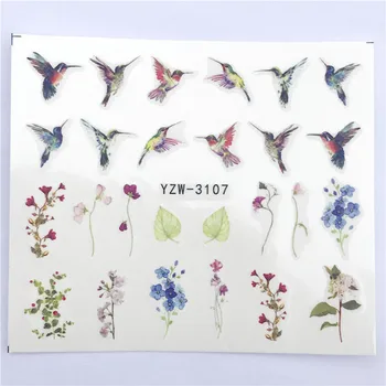 Negle Sticker Vand Flower Decals Flyve Brids Nail Art Dekorationer Tilbehør Til Manicure Design Vandmærke Stickers til Negle