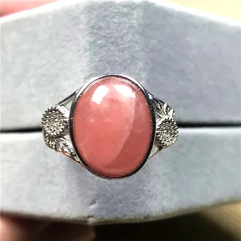 Top Naturlige Røde Rhodochrosite Ring Til Kvinde Mand Argentina 15x11mm Ovale Perler, Sølv Krystal Sten Justerbar Ring Smykker AAAAA