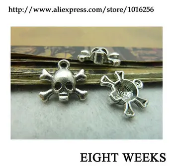 Zink legering vedhæng smykker tilbehør diy håndlavet materiale charms gammel sølv skull 14 * 16 mm