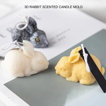 3D Kanin Skimmel DIY Aromaterapi Stearinlys Modellering Stearinlys, Dekorationer, julepynt Påske Kanin Fondant Silikone Formen Værktøjer