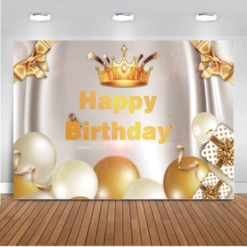 Prins tillykke med fødselsdagen Baggrund Guld Krone Elfenben curtrain baggrund til foto-studio dreng fødselsdag dekoration af forbrugsstoffer