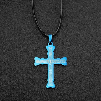 Trendy spanske fadervor Mænd Titanium Stål Bibelen Kors Halskæde til Kvinder i Rustfrit Kors Vedhæng Tov, Kæde Smykker Gave