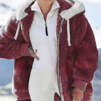 Kvinder frakke 2021 efterår og vinter fashion løs, varm, blød afslappet vinter frakke kvindelige hætte lynlås jakke kvinder parkacoats i stor størrelse