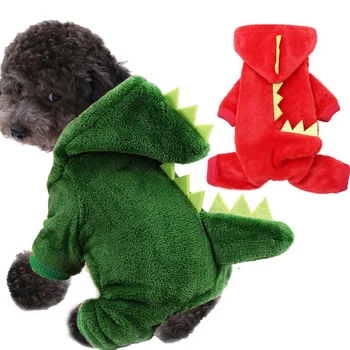 Kæledyr Kat Tøj Hvalp Hund Kat Sjove Dinosaurus-Kostume Vinter Varm Plys Kat Pels Fleece Hættetrøjer Sweater Lille Hund