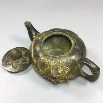 Kinesisk Gamle bronze Forgyldning Samling Ren Kobber pot vin Tekande
