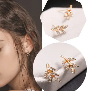 2020 Nye Trendy Enkel Hule Metal Blad Øreringe til Kvinder Geometriske Gennemsigtig Krystal Stud Øreringe Kvindelige Smykker