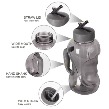 1500ml Plast Stor kapacitet Flaske Med BPA-Fri, ikke-giftige For Vand Gennemsigtig Cup lækagetætte Udendørs Sport Bærbare Voksne