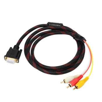 Adapter Kabel,RCA-RCA-Kabel Audio-Kabel VGA-til-AV-Kabel 15-Pin til 3 RCA-Audio-AV-Kabel Adapter til HDTV-PC DVD -, 5 M/ 1,5 M