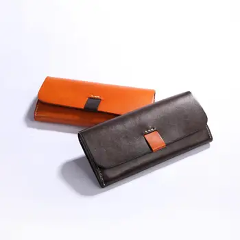 Japan Style Håndlavet Lang Tegnebog 2021 Ny Ægte Læder Haspe Telefon, Pung Blødt Koskind Solid Farve Simple Card Indehaver