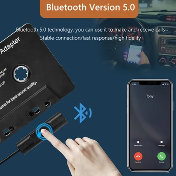 5.0 Bil Audio Kassette-Afspiller, Aux Adapter Bil Audio Tape Kassette, For Aux Stereo Musik Smartphone Kassette-Adapter
