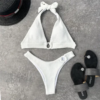 Hvide Kvinder Sommeren Sexet 2 Stykke String Bikini Sæt Solid Brasilianske Push Up Badedragt Feminine Badestrand Passer Til Badetøj, Undertøj