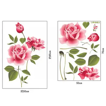 Romantisk Rose Flower Elsker 3d wallsticker Home Decor Decals Shop Køkken Hjem Værelses Dag Levende Gave, Soveværelse Blomst Mors L0S4