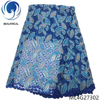 BEAUTIFICAL afrikanske lace fabrics Høj kvalitet lace lace stof med stoens 5yards kemiske lace broderi perler ML4G273