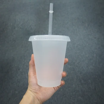 1/5Pcs 471/700 ml Transparent Genanvendelige Plast Tumbler Med Låg Og Sugerør Kold Kop Halm Cup Drinkware Køkken Tilbehør
