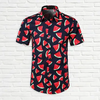 Mode Mænd 3D Digital Print Korte Ærmer Hawaii-Blomster-print Beach Style Revers Shirts Ferie Behageligt Tøj S-XXL
