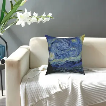 Lys Blå Vincent Van Gogh Ikoniske Stjerneklar Nat Pude Pude Dække Dekorative Pudebetræk Tilfælde Hjem Sofa Puder