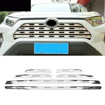 Rustfrit Chrome Front, Center Front Cover Trim 6stk For Toyota RAV4 2019-2020