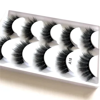 5 Par 3D Faux Mink Hair Falske Øjenvipper Tjavsede Bløde kryds og tværs Naturligt Lange Vipper Håndlavet Eye Makeup Udvidelse Værktøjer