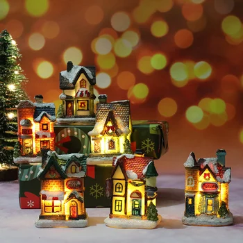 Miniature Hus Møbler til dukkehuset FØRTE Hus Dekorere Lys med Harpiks Miniature Hus Hjem Dekoration Julegaver JAN88