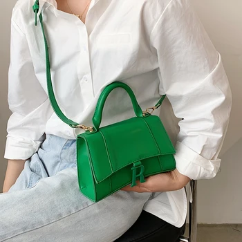 Grøn Små PU Læder Crossbody Tasker med Korte Håndtag for Kvinder 2021 Sommer Mode Mærkevarer Nye Luksus Håndtasker Skulder