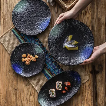 Japansk Stil Kreative Personlighed Keramisk Bordservice Husstand Dessert Skål Snack Bakke Bøf Fisk Plade Restaurant Sushi