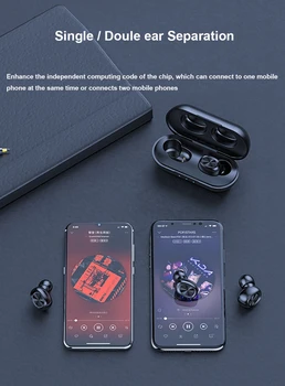 TWS Bluetooth-5.0 Øretelefoner Touch Kontrol Stereo Trådløse Hovedtelefoner IPX5 Vandtæt Musik Headset Øretelefoner