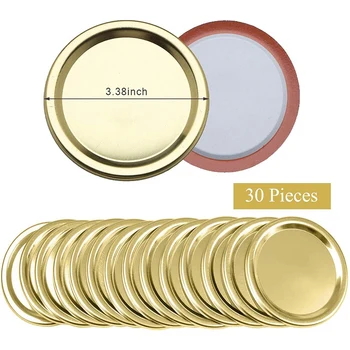 30 Pack Konserves Låg Bred, Regelmæssig Munden Mason Jar Split-Type Låg tætte og Sikre Canning Jar Caps(86 mm)