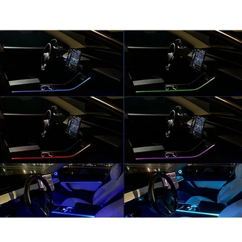 3STK for Tesla Model 3 Y Atmosfære Lampe, Interiør Neon-RGB Led Strip Lights med App Kontrolleret 2019 2020