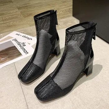 Kvinder Sommer Sandaler 6 cm Hæl Sandaler Mode Sko 2021 Nye Mode Sandaler, Non-slip Black Basic Zip Sandaler