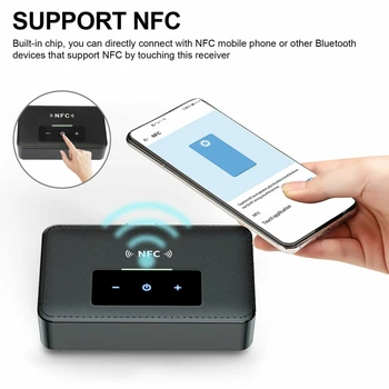 Bluetooth-5.0-Sender-Modtager Trådløs 3,5 mm AUX NFC til 2 RCA-Audio-Adapter til Bil-TV Tereo System