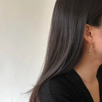 LESIEM 2021 nye mode Xmas Gave 18KGP Guld Fyldt for kvindelige Dobbelt kæde øreringe Kvinder smykker