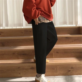 Hong Kong Style Smarte Fløjlsbukser Bukser Kvinder er Efterår og Vinter Løs koreansk Stil Ins Lige Slankende Høj Talje Alle-Matching