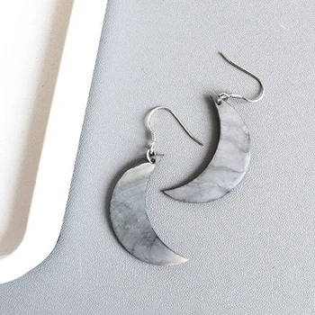 Usædvanlig Sølv Øreringe Til Kvinder 2021trend Smykker Sølv Hoop Øreringe 925 Sæt Lange Månen Naturlige Shell Vintage Mode Earings