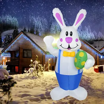 1,9 m Oppustelige Påske Bunny Doll Toy LED Nat Lys Figur Værftet Udendørs Garden Party Ornament Dekorationer