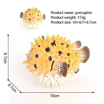 Pufferfish Figur Realistisk Plast Vilde Pufferfish Figur Indstillet til Indsamling Videnskab Pædagogiske Prop Dyr Model