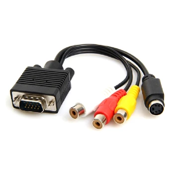 Adapter Kabel VGA AV TV ' ets S-Video-3 Audio Video Converter Holdbar Til PC NK-Shopping
