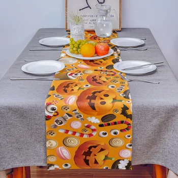Halloween Græskar Kage, Slik Tekstur Bordløber Luksus Bryllup Dekoration Tabel Dække Juledekoration Dug