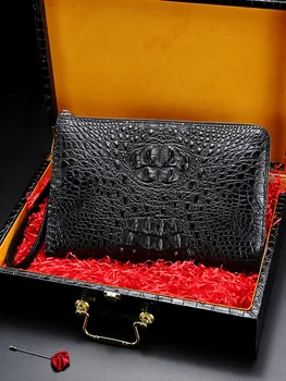 Krokodille læder kobling taske brown mærke Tegnebog mode mænds gave håndtaske Europæiske luksus-style design i Høj kvalitet punge