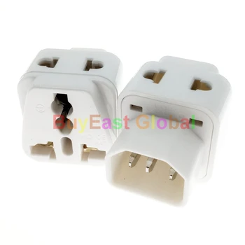 (Pack 10) 2 I 1 Universal til IEC320 C14 hanstik Elektriske Plug Adapter AC100~10A 250V Sort / Hvid